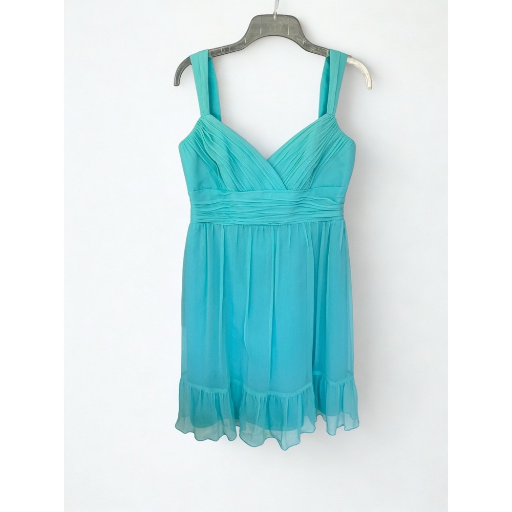 Melissa Sweet Aqua Silk Flowy Dress Bridesmaid Homecoming Dreamy Romantic Sz 12